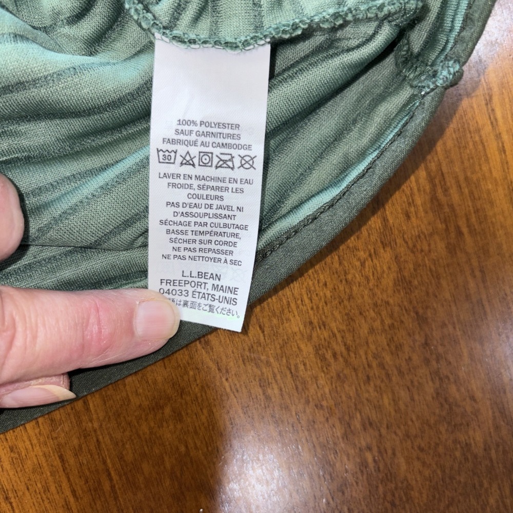 L.L. Bean Airlight Knit Pullover Men's Large Green Snap Mock Neck Quilted - Picture 8 of 9